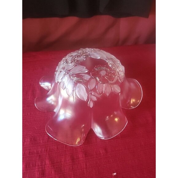 Vtg MIKASA Bianca Rosella Fluted Floral Raised Clear Crystal Glass Serving Bowl - Picture 5 of 5
